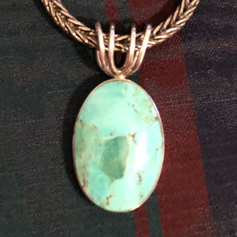 Silver Turquoise Pendant Drop Sterling 925